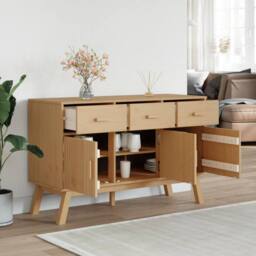 Berkfield Home Sideboard OLDEN Brown 114x43x73.5 cm Solid Wood Pine in Light Brown - thumbnail 4