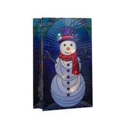 Samuel Alexander 21cm Light up Double Sided Stained Glass Snowman Decoration with LEDs