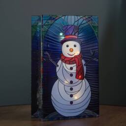 Samuel Alexander 21cm Light up Double Sided Stained Glass Snowman Decoration with LEDs - thumbnail 5
