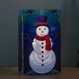 Samuel Alexander 21cm Light up Double Sided Stained Glass Snowman Decoration with LEDs - thumbnail 2