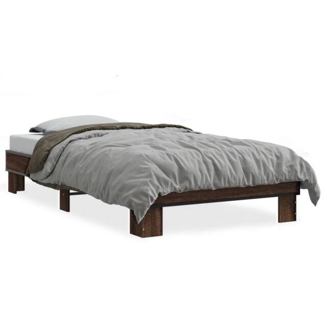Berkfield Home Bed Frame without Mattress Brown Oak 75x190 cm Small Single - image 1