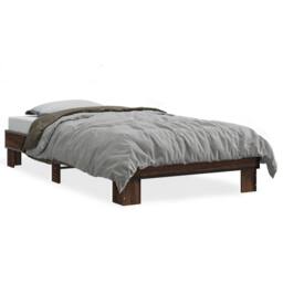 Berkfield Home Bed Frame without Mattress Brown Oak 75x190 cm Small Single - thumbnail 1