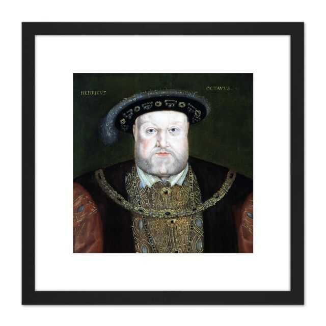 Artery8 Anonymous Portrait Old King Henry VIII England Painting 8X8 Inch Square Wooden Framed Wall Art Print Picture with Mount in Black - image 1