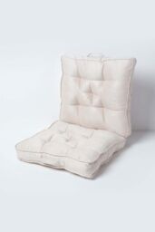 Homescapes Cream Faux Suede Travel Support Booster Cushion - Size: 50 cm x 50 cm