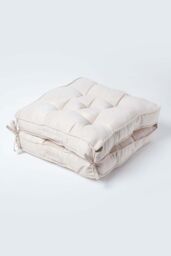 Homescapes Cream Faux Suede Travel Support Booster Cushion - Size: 50 cm x 50 cm - thumbnail 2