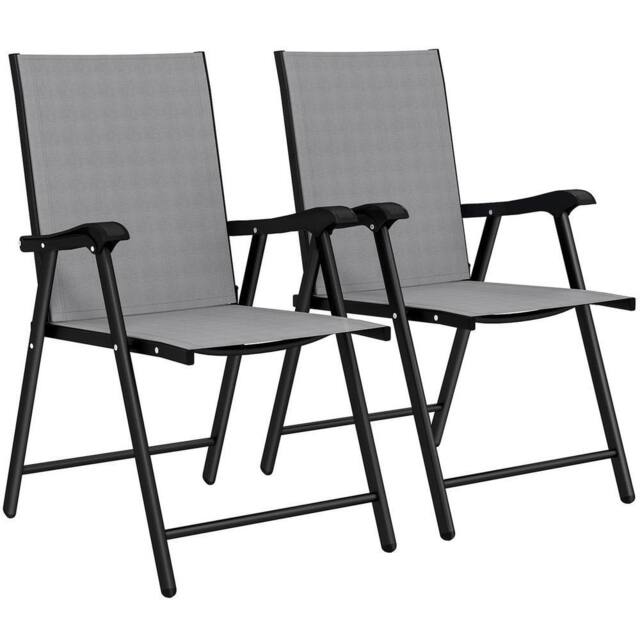 SPETLEK Folding Garden Chairs Set of 2 in Grey - Size: 0.6m2 - image 1