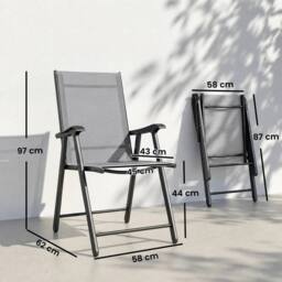 SPETLEK Folding Garden Chairs Set of 2 in Grey - Size: 0.6m2 - thumbnail 2