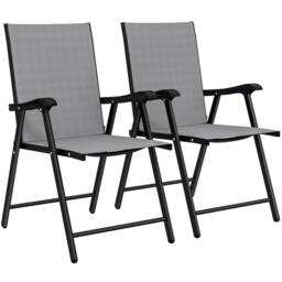 SPETLEK Folding Garden Chairs Set of 2 in Grey - Size: 0.6m2 - thumbnail 1