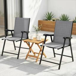 SPETLEK Folding Garden Chairs Set of 2 in Grey - Size: 0.6m2 - thumbnail 5