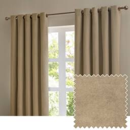 Furn The Ultimate Velvet 100% Blackout Eyelet Curtain Pair in Brown - Size: 117 cm width x 183 cm drop - thumbnail 1