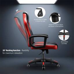 SPETLEK Racing Gaming Chair High Back Ergonomic Swivel Office Wheels in Red - thumbnail 5