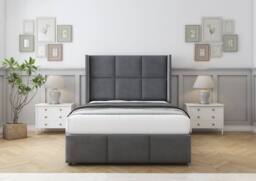 "Sloomy Beaumont Coniston Divan Base No Drawers-54"" Wing Headboard & Footboard in Dark Grey - Size: King" - thumbnail 2