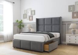 "Sloomy Beaumont Coniston Divan Base No Drawers-54"" Wing Headboard & Footboard in Dark Grey - Size: King" - thumbnail 4