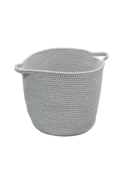 JVL Edison Round Cotton Rope Storage Basket with Handles Grey - image 1