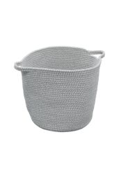 JVL Edison Round Cotton Rope Storage Basket with Handles Grey - thumbnail 1