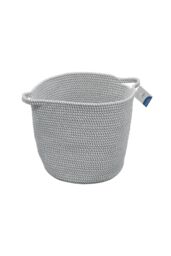 JVL Edison Round Cotton Rope Storage Basket with Handles Grey - thumbnail 6