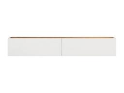Vente-unique 2 - Door Wall - Mounted TV Unit - White & Natural - AUBEPINA in Light Oak - thumbnail 2