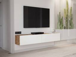 Vente-unique 2 - Door Wall - Mounted TV Unit - White & Natural - AUBEPINA in Light Oak