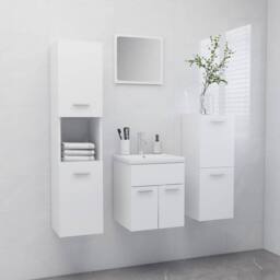 Berkfield Home Bathroom Furniture Set White Engineered Wood - thumbnail 1