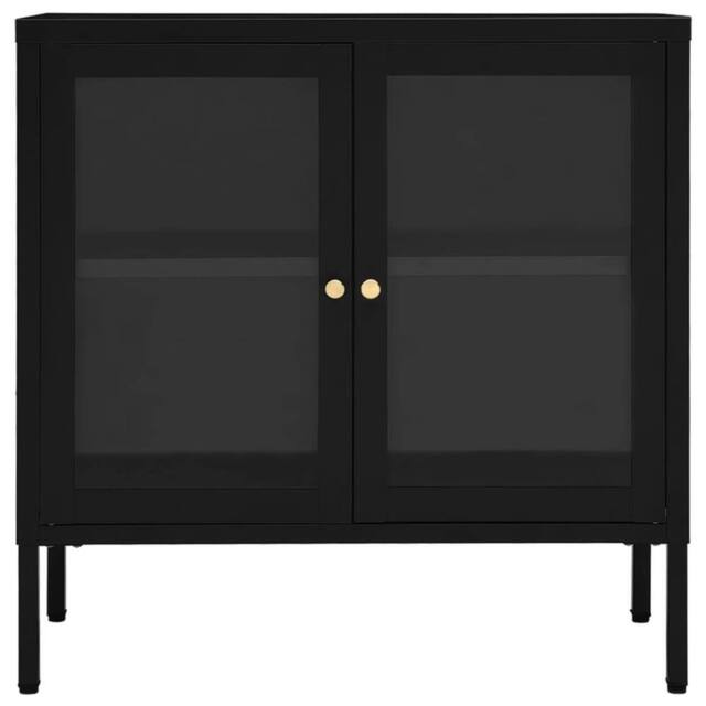 Berkfield Home Sideboard Black 70x35x70 cm Steel & Glass - Size: 70 x 35 x 70 cm - image 1