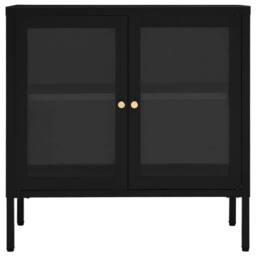 Berkfield Home Sideboard Black 70x35x70 cm Steel & Glass - Size: 70 x 35 x 70 cm