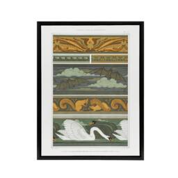 "Artery8 Birds Bats Squirrels Swans Framed Canvas Wall Art Print Verneuil in Green - Size: W12"" x H16""" - thumbnail 1