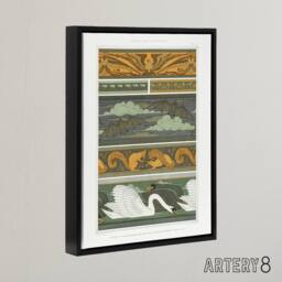 "Artery8 Birds Bats Squirrels Swans Framed Canvas Wall Art Print Verneuil in Green - Size: W12"" x H16""" - thumbnail 2