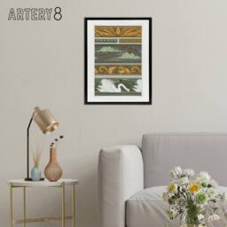 "Artery8 Birds Bats Squirrels Swans Framed Canvas Wall Art Print Verneuil in Green - Size: W12"" x H16""" - thumbnail 3