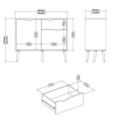 CALICOSY Small Sideboard With 2 Doors & 1 Drawer, White & Oak, 98.7cm - thumbnail 8