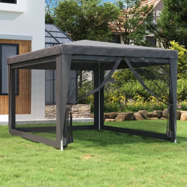 Berkfield Home Party Tent with 4 Mesh Sidewalls Anthracite 3x4 m HDPE in Black - image 1
