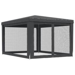 Berkfield Home Party Tent with 4 Mesh Sidewalls Anthracite 3x4 m HDPE in Black - thumbnail 5