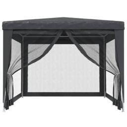 Berkfield Home Party Tent with 4 Mesh Sidewalls Anthracite 3x4 m HDPE in Black - thumbnail 3