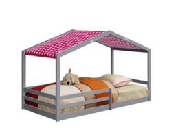 Comfy Living Ltd 3ft Wooden House Bed With Pink Tent in Grey - Size: Single - thumbnail 2
