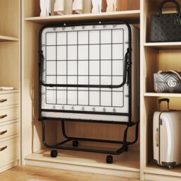 Gymax Rollaway Guest Bed With Memory Foam Mattress Metal Frame-White in White - thumbnail 6