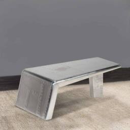 Berkfield Home Aviator Coffee Table Aluminium Vintage Aircraft Airman Style in Silver - thumbnail 4