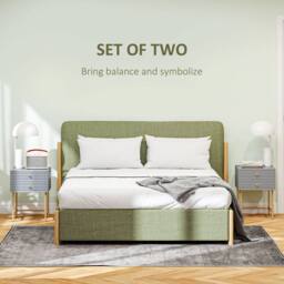 Wyld Haus Lika Set of 2 Grey & Gold Bedside Tables with Ribbed Drawers - thumbnail 4