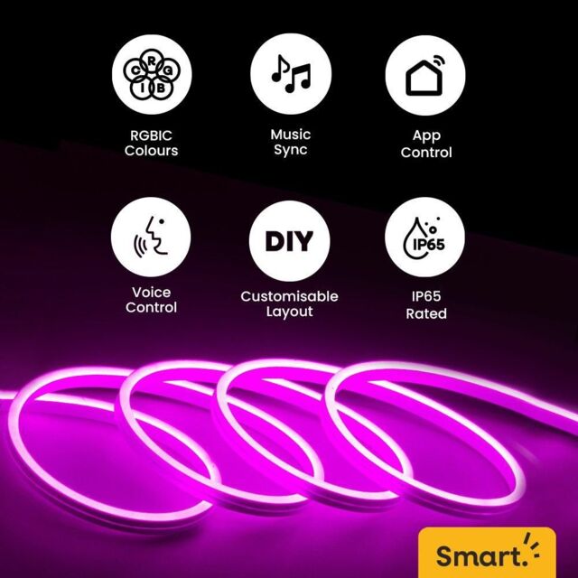 ValueLights Smart 3m Neon Flexible Strip Rope Lights Colour Changing & Music Sync App Control - image 1