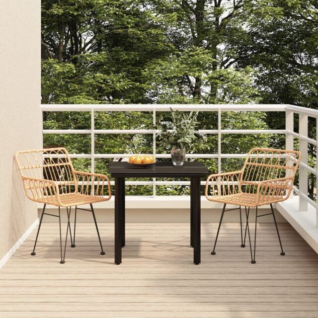 Berkfield Home 3 Piece Garden Dining Set Poly Rattan in Brown - image 1