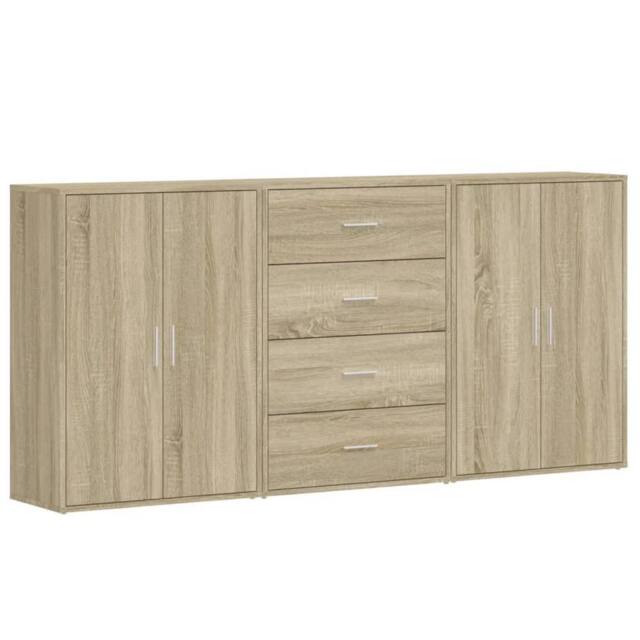 Berkfield Home Sideboards 3 pcs Sonoma Oak 60x31x84 cm Engineered Wood in Light Tan - Size: 60 x 31 x 84 cm - image 1