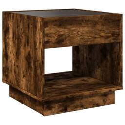 Berkfield Home Bedside Table with Infinity LED Smoked Oak 50x50x50 cm in Brown - Size: 50 x 50 x 50 cm - thumbnail 8
