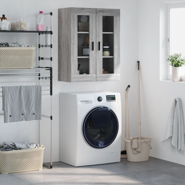 Berkfield Home Wall Mounted Cabinet Grey Sonoma 69.5x34x90 cm - image 1