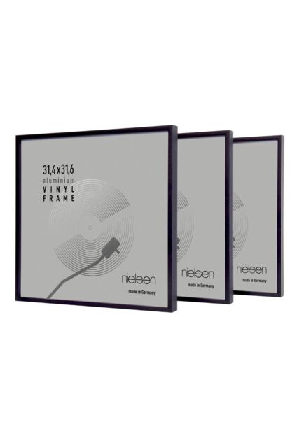 "nielsen Set of 3 Vinyl 12"" LP Record Display Frames, Aluminium, 32x33cm in Jet Black - Size: 32x33 cm" - image 1