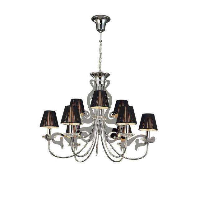 Netlighting Acanto Pendant Round 9 Light E14 Polished Chrome With Black Shades in Grey - image 1