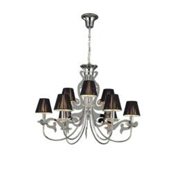 Netlighting Acanto Pendant Round 9 Light E14 Polished Chrome With Black Shades in Grey - thumbnail 1