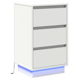 Berkfield Home Bedside Cabinet with LED White 39x34.5x65 cm Engineered Wood - thumbnail 2