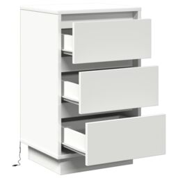 Berkfield Home Bedside Cabinet with LED White 39x34.5x65 cm Engineered Wood - thumbnail 5