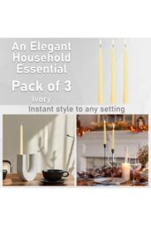 Deco Express Dinner Candles Pack of 3 Twisted Non Drip Spiral 6 hours Non Scented in Ivory - Size: 3 Pack - thumbnail 3