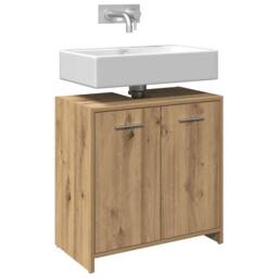 Berkfield Home Bathroom Sink Cabinet Artisan Oak 60x33x60 cm Engineered Wood in Brown - Size: 60 x 33 x 60 cm - thumbnail 4