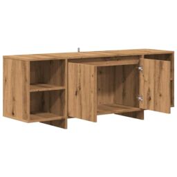 Berkfield Home TV Cabinet Artisan Oak 130x35x50 cm Engineered Wood in Brown - Size: 130 x 35 x 50 cm - thumbnail 5