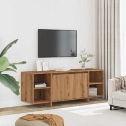 Berkfield Home TV Cabinet Artisan Oak 130x35x50 cm Engineered Wood in Brown - Size: 130 x 35 x 50 cm - thumbnail 3